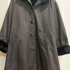 Vintage Iconic Fourrure Givenchy Black Nylon Fur Rain Coat